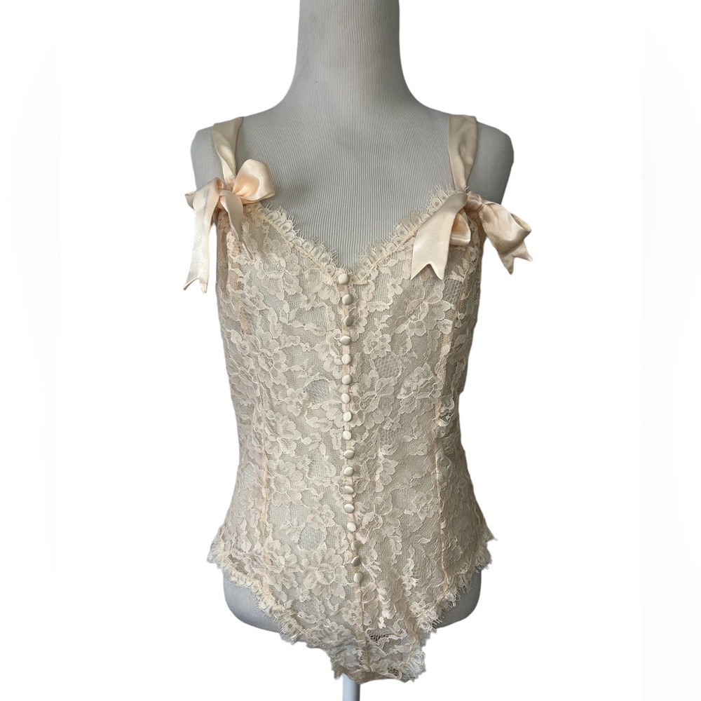 Vintage Victoria’s Secret Gold Label Floral Lace Teddy Bodysuit